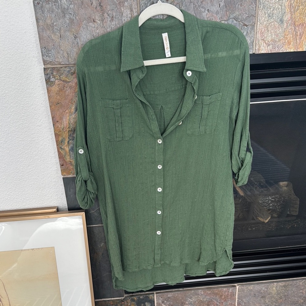 Helen Jon Textured Green Shirt
